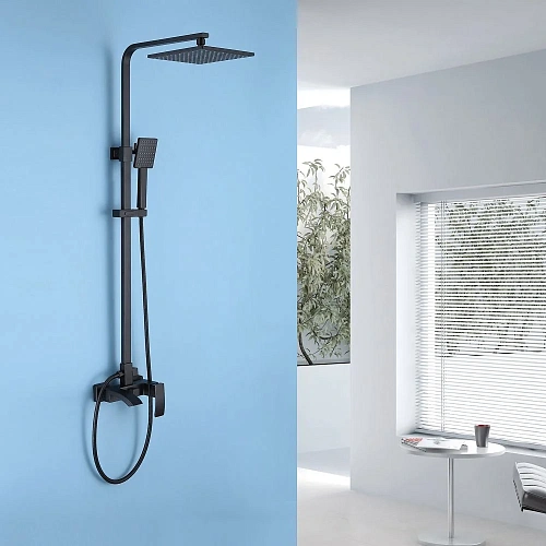 Душевая система ABBER Wasserfall AF8616B с изливом, черная матовая Душевая система ABBER Wasserfall AF8616B с изливом, черная матовая