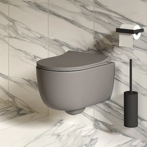 Унитаз подвесной Abner 103T20301R (545x360x330) матовый серый безободковый с тонкой крышкой 103T20301R-102T20301S Унитаз подвесной Abner 103T20301R (545x360x330) матовый серый безободковый с тонкой крышкой 103T20301R-102T20301S