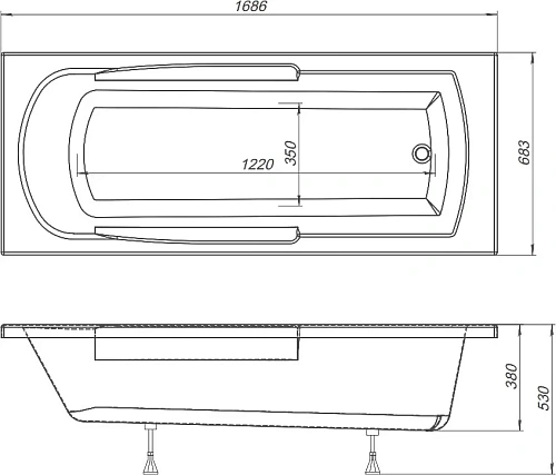 Акриловая ванна DIWO Ростов 170х70 пристенная, встраиваемая, с подлокотниками 462407 Акриловая ванна DIWO Ростов 170х70 пристенная, встраиваемая, с подлокотниками 462407