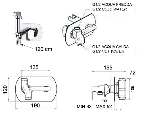 Гигиенический душ Remer Class Line L60 Гигиенический душ Remer Class Line L60