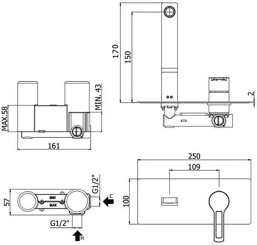 Смеситель для раковины Paffoni Ringo RIN104NO (с внутренней частью) Смеситель для раковины Paffoni Ringo RIN104NO (с внутренней частью)
