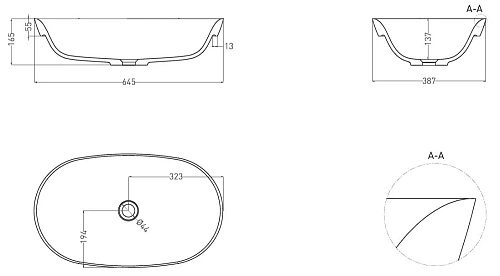 Раковина Salini MAREA 01 1802101G 645x387 полувстраиваемая S-Sense Раковина Salini MAREA 01 1802101G 645x387 полувстраиваемая S-Sense