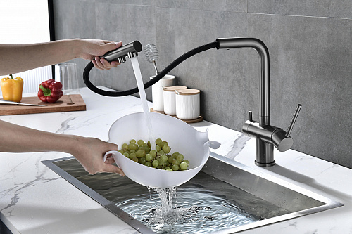 Смеситель для кухни Paulmark SERPENTINE вороненая сталь Se213222-GM Смеситель для кухни Paulmark SERPENTINE вороненая сталь Se213222-GM