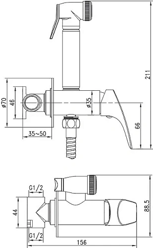 Гигиенический душ Aquanet Atletic AF310-52C Гигиенический душ Aquanet Atletic AF310-52C