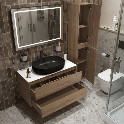 Тумба со столешницей и раковиной BelBagno KRAFT 100 kraft100rt-kepbo-1084h301-set подвесная KRAFT100RT-KEPBO-1084-H301-SET Тумба со столешницей и раковиной BelBagno KRAFT 100 kraft100rt-kepbo-1084h301-set подвесная KRAFT100RT-KEPBO-1084-H301-SET