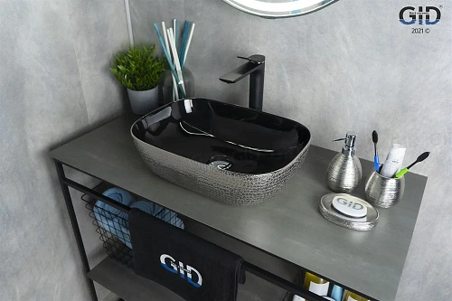 Раковина Gid D1333h020 53319 накладная черная / хром 46x32,5x13,5 Раковина Gid D1333h020 53319 накладная черная / хром 46x32,5x13,5