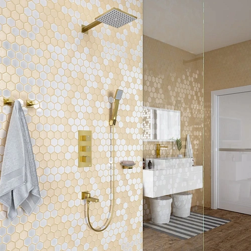 Душевая система Timo Tetra-thermo SX-0199/17SM встраиваемая с термостатом золото матовое Душевая система Timo Tetra-thermo SX-0199/17SM встраиваемая с термостатом золото матовое