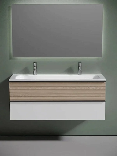 Тумба под раковину Sancos Delta DL120W 1195х445х500 дуб светлый/белый, подвесная Тумба под раковину Sancos Delta DL120W 1195х445х500 дуб светлый/белый, подвесная