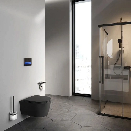 Унитаз подвесной AM.PM Func C8F1700MBSC FlashClean с сиденьем микролифт, черный матовый Унитаз подвесной AM.PM Func C8F1700MBSC FlashClean с сиденьем микролифт, черный матовый