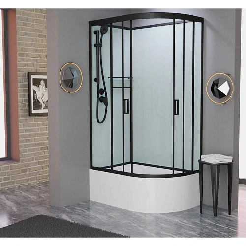 Душевая кабина Frank F412/2L М Black без крыши черный профиль матовое стекло 120x80 20075 Душевая кабина Frank F412/2L М Black без крыши черный профиль матовое стекло 120x80 20075