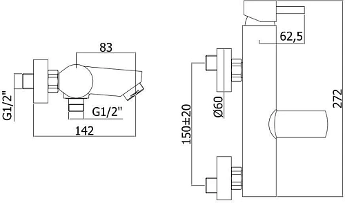 Смеситель для ванны Paffoni Stick SK022CR Смеситель для ванны Paffoni Stick SK022CR