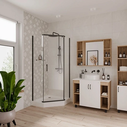 Душевой уголок Niagara Nova NG-6834-08 BLACK (100x100x195) трапеция, дверь распашная, 68340811BLACK Душевой уголок Niagara Nova NG-6834-08 BLACK (100x100x195) трапеция, дверь распашная, 68340811BLACK