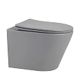 Унитаз подвесной ABBER Bequem AC1102MG с крышкой, серый матовый, безободковый Унитаз подвесной ABBER Bequem AC1102MG с крышкой, серый матовый, безободковый