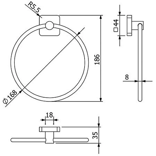 Полотенцедержатель Kludi VELA S 2597805 хром Полотенцедержатель Kludi VELA S 2597805 хром