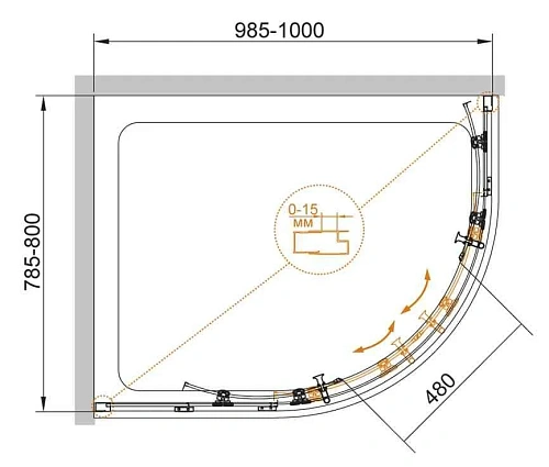 Душевой уголок CEZARES ECO-O-RH-2-100/80-C-Cr 100x80см стекло прозрачное, профиль хром Душевой уголок CEZARES ECO-O-RH-2-100/80-C-Cr 100x80см стекло прозрачное, профиль хром