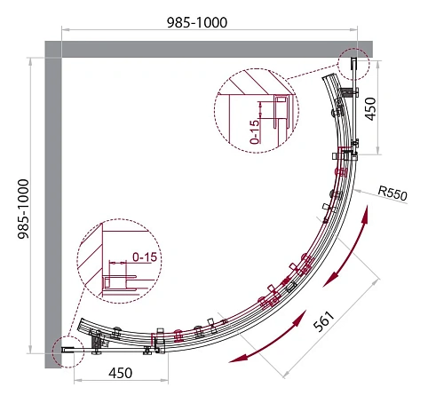 Душевой уголок BelBagno ACQUA-R-2-100-C-Cr 1000x1000 мм Душевой уголок BelBagno ACQUA-R-2-100-C-Cr 1000x1000 мм