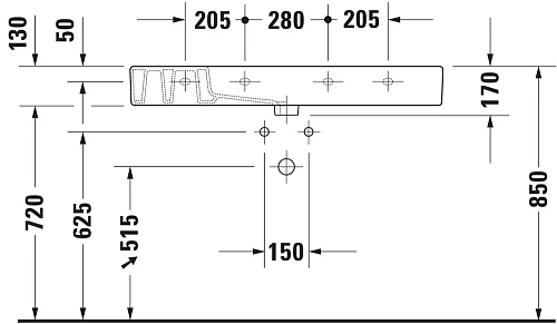 Раковина Duravit Vero 0329100000 105 см Раковина Duravit Vero 0329100000 105 см