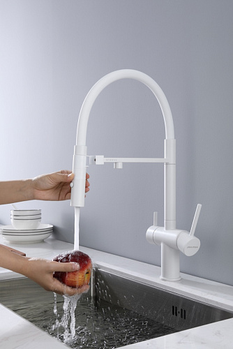 Смеситель для кухни Paulmark Gravity белый матовый Gr213888-WH Смеситель для кухни Paulmark Gravity белый матовый Gr213888-WH