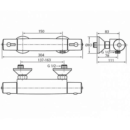 Смеситель для душа Ideal Standard Ceratherm 50 A6367AA термостатический Смеситель для душа Ideal Standard Ceratherm 50 A6367AA термостатический