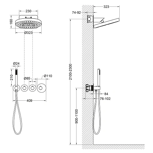 Душевая система Timo Saona SX-2329/18SM встраиваемая с термостатом черное золото Душевая система Timo Saona SX-2329/18SM встраиваемая с термостатом черное золото
