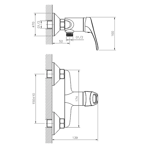 Смеситель для душа DECOROOM DR21056 Смеситель для душа DECOROOM DR21056