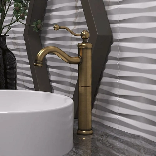 Смеситель для раковины Paini Duomo 88F3205LL без донного клапана, высокий, старая бронза Смеситель для раковины Paini Duomo 88F3205LL без донного клапана, высокий, старая бронза