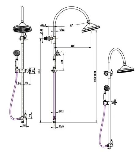Душевая стойка Boheme IMPERIALE 402 Душевая стойка Boheme IMPERIALE 402