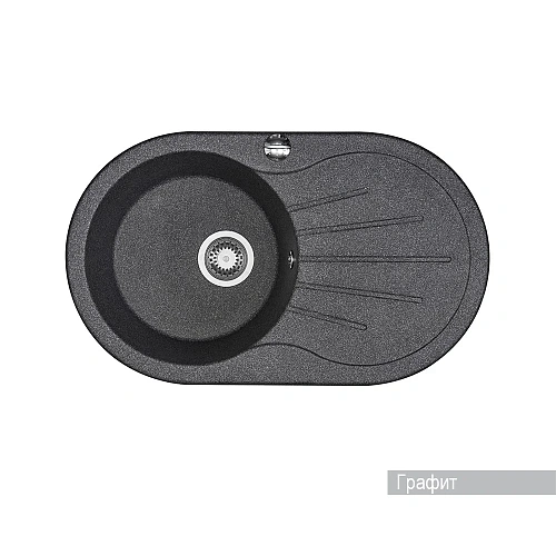 Кухонная мойка Aquaton Паола 1A714032PA210 из литого мрамора, круглая, с крылом графит Кухонная мойка Aquaton Паола 1A714032PA210 из литого мрамора, круглая, с крылом графит