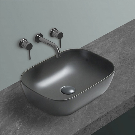 Раковина Vincea VBS-102MA, 455x325x135 керамическая, накладная, цвет антрацит матовый