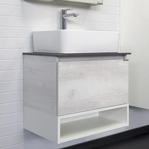 Тумба с раковиной Comforty Прага-60 00-00014536 дуб белый с графитовой столешницей и раковиной Comforty PZ-6068 Тумба с раковиной Comforty Прага-60 00-00014536 дуб белый с графитовой столешницей и раковиной Comforty PZ-6068