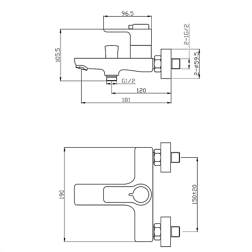 Смеситель для ванны Orange Thermo T19-100cr термостатический Смеситель для ванны Orange Thermo T19-100cr термостатический