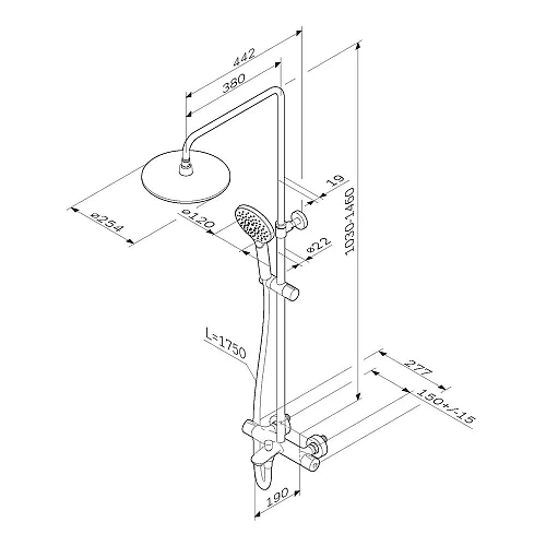 Душевая система AM.PM Like F0780564 с термостатом, верхний душ d 250 мм Душевая система AM.PM Like F0780564 с термостатом, верхний душ d 250 мм
