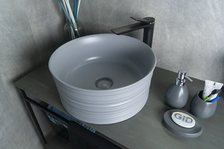 Раковина Gid Gm969 53335 накладная серая матовая 41x41x18