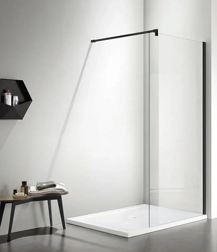 Душевая перегородка Aquatek Walk in 1000x2000 профиль черный матовый, стекло прозрачное с черным при AQ WIW Print 10020BL Душевая перегородка Aquatek Walk in 1000x2000 профиль черный матовый, стекло прозрачное с черным при AQ WIW Print 10020BL