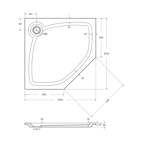 Душевой поддон CEZARES TRAY-S-P-100-56-W 1000x1000 искусственный камень, белый Душевой поддон CEZARES TRAY-S-P-100-56-W 1000x1000 искусственный камень, белый