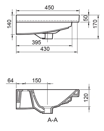 Раковина BelBagno BB-0324-100-LVB 450x1000 мм Раковина BelBagno BB-0324-100-LVB 450x1000 мм