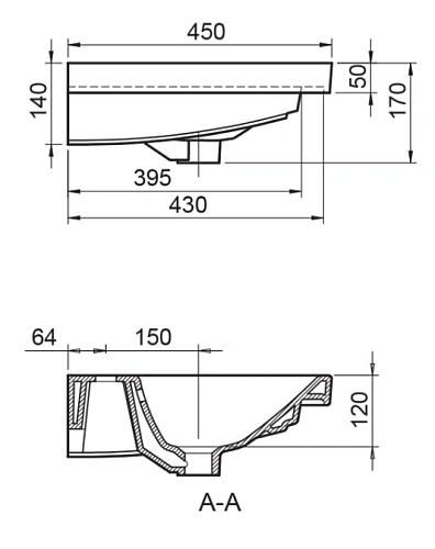 Раковина BelBagno BB-0324-100-LVB 450x1000 мм Раковина BelBagno BB-0324-100-LVB 450x1000 мм