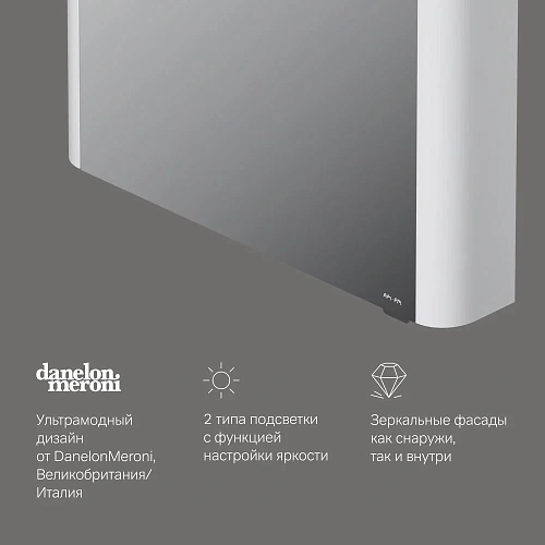 Зеркальный шкаф AM.PM Sensation M30MCR0801WG правый, 80 см, с подсветкой, белый Зеркальный шкаф AM.PM Sensation M30MCR0801WG правый, 80 см, с подсветкой, белый