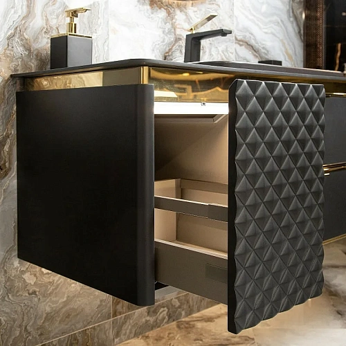 Тумба под раковину Armadi Art ROMBO 120 777-120-BG Антрацит/золото Тумба под раковину Armadi Art ROMBO 120 777-120-BG Антрацит/золото