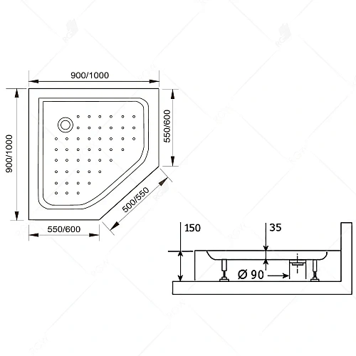 Душевой поддон RGW Acryl LUX/TN-TR Литой экран 900x900 мм 16180599-41 трапеция белый Душевой поддон RGW Acryl LUX/TN-TR Литой экран 900x900 мм 16180599-41 трапеция белый