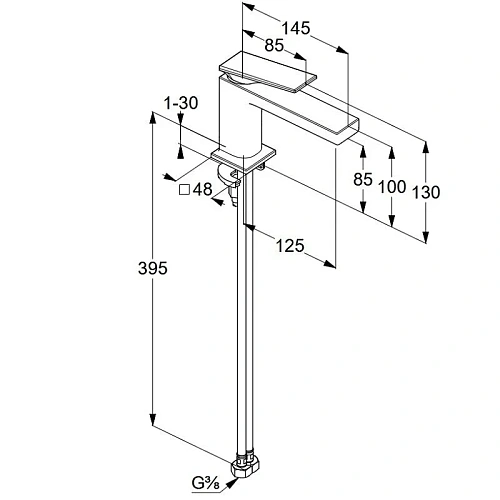 Смеситель для раковины Kludi DECUS 54290N275 оружейная сталь Смеситель для раковины Kludi DECUS 54290N275 оружейная сталь