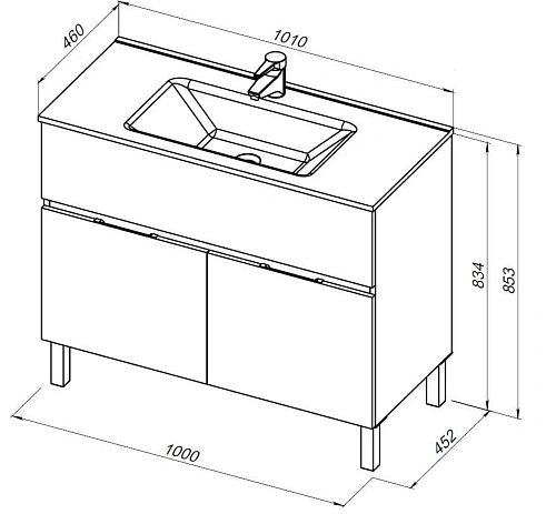 Тумба под раковину Aquanet Алвита New 100 1 ящик, 2 дверцы, белый матовый 00277554 Тумба под раковину Aquanet Алвита New 100 1 ящик, 2 дверцы, белый матовый 00277554