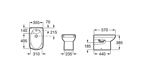 Биде напольное Roca Dama Senso Compact 357517000 Биде напольное Roca Dama Senso Compact 357517000