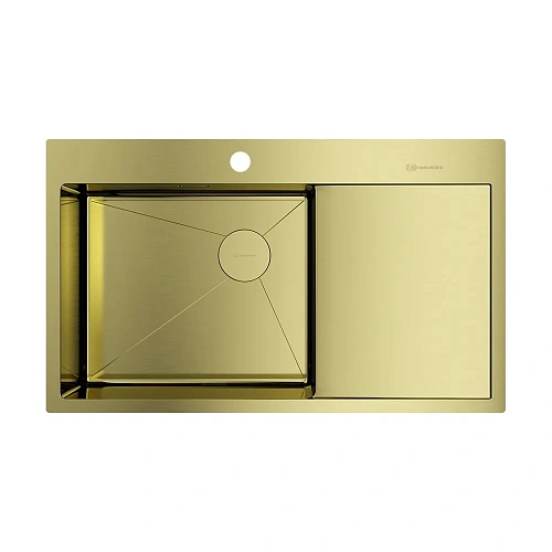 Кухонная мойка Omoikiri Akisame 86-LG-L Side нержавеющая сталь/светлое золото 4997045 Кухонная мойка Omoikiri Akisame 86-LG-L Side нержавеющая сталь/светлое золото 4997045