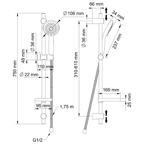 Душевой гарнитур Swedbe Calypso 5079 Душевой гарнитур Swedbe Calypso 5079