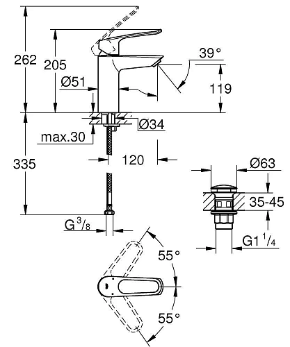 Смеситель для раковины GROHE Eurosmart M-Size (23981003) Смеситель для раковины GROHE Eurosmart M-Size (23981003)