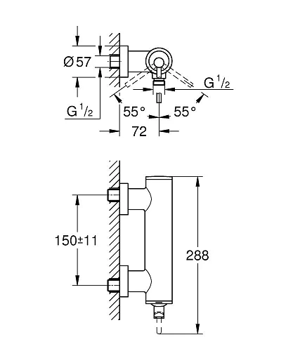 Смеситель для душа GROHE Atrio New однорычажный, настенный монтаж, теплый закат глянец (32650DA3) Смеситель для душа GROHE Atrio New однорычажный, настенный монтаж, теплый закат глянец (32650DA3)