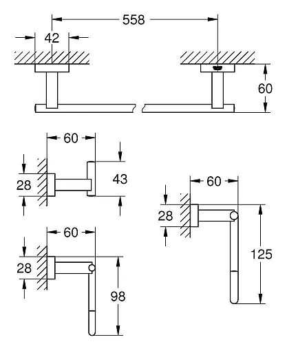 Комплект аксессуаров GROHE Essentials Cube (4 предмета), хром (40778001) Комплект аксессуаров GROHE Essentials Cube (4 предмета), хром (40778001)