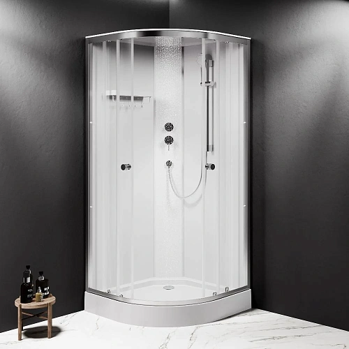 Душевая кабина AM.PM X-Joy W94C-401-090MT 90x90, четверть круга, профиль хром матовый, стекло прозрачное Душевая кабина AM.PM X-Joy W94C-401-090MT 90x90, четверть круга, профиль хром матовый, стекло прозрачное