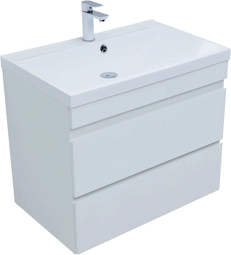 Тумба под раковину Aquanet Нота New 75 белый глянец 00335418 подвесная Тумба под раковину Aquanet Нота New 75 белый глянец 00335418 подвесная